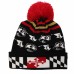 Alternating Boh & State of Maryland w/ Flag Brim (Black w/ Red Pom) / Knit Beanie Cap